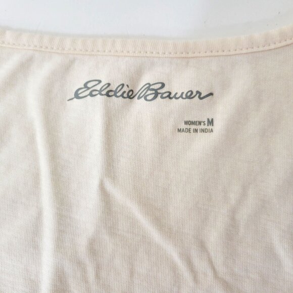 Eddie Bauer Women's Long-Sleeve Cream Embroidered Scoop Neck Cotton Top Size Med - Picture 5 of 5